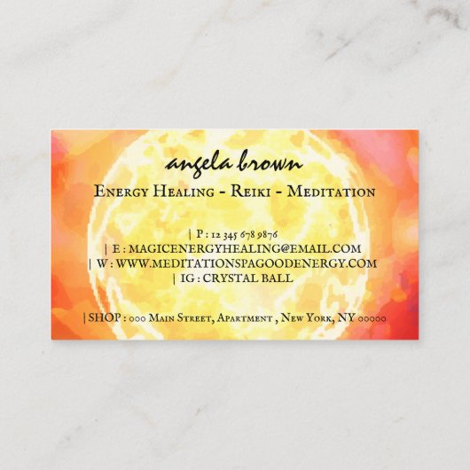 Energy Healing Reiki Crystal Ball Fortune Teller Visitekaartje (Achterkant)