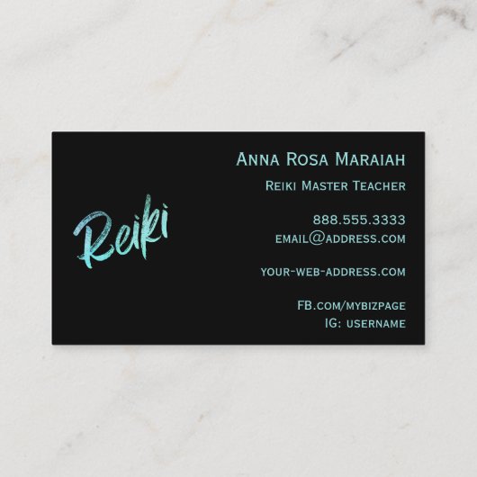 *~* Energy Healing Reiki Master Practitioner Visitekaartje (Achterkant)