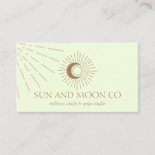 Energy Healing Sun Light Moon Spiritueel groen Visitekaartje (Voorkant)
