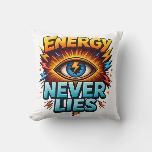 Energy Never Lies – Electric Eye Power Logoontwerp Kussen (Voorkant)