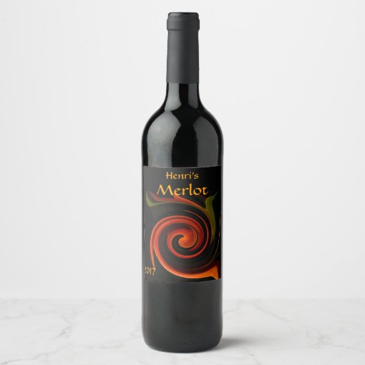 Energy of Creation Abstract Red Wine Label Wijn Etiket (Voorkant)