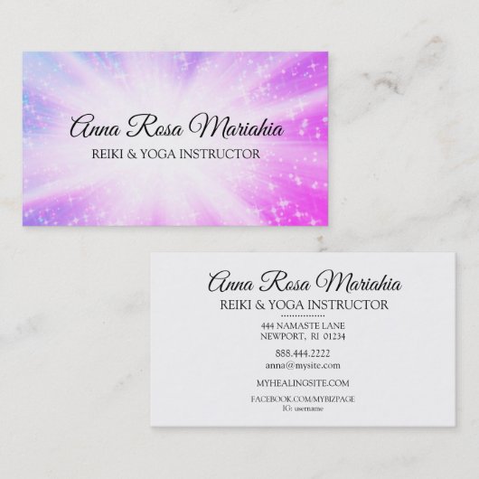 *~* Energy Rays Healing Burst Sparkles Reiki Visitekaartje (Voorkant / Achterkant)