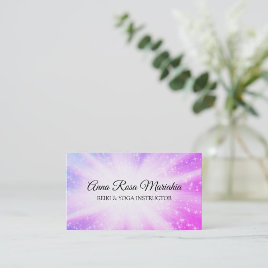 *~* Energy Rays Healing Burst Sparkles Reiki Visitekaartje (Staand voorkant)