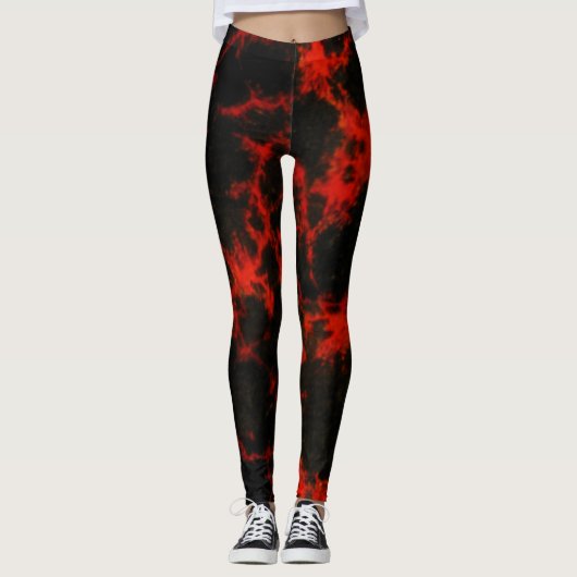 Energy Red en Black Flames Leggings (Voorkant)