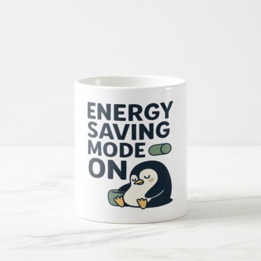 Energy saving Mode on- Cute penguin design Koffiemok (Center)