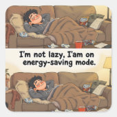 Energy-Saving Mode” Sticker – Cozy Webcomic Vibes (Voorkant)