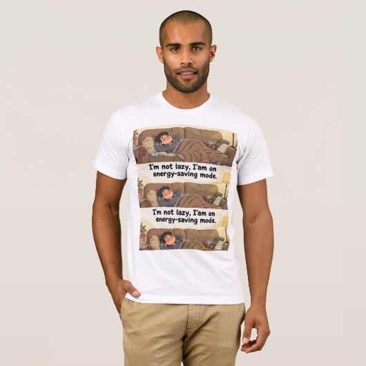 Energy-Saving Mode Tee – Men’s Relaxed Fit T-shirt (Voorkant volledig)