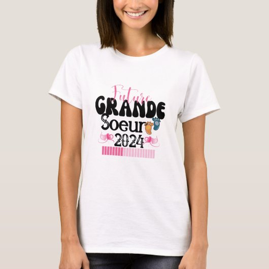 Enfant Future Grande Soeur 2024 en Cours Annonce T-shirt (Voorkant)