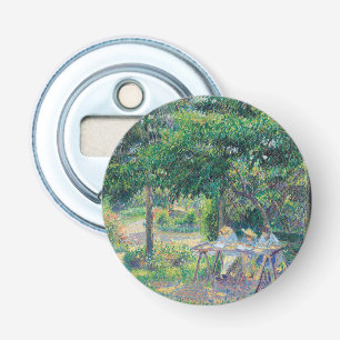 Enfants attablés dans le jardin Camille Pissarro Button Flesopener