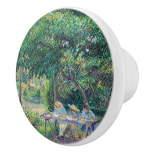 Enfants attablés dans le jardin Camille Pissarro Keramische Knop