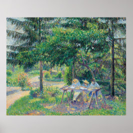 Enfants attablés dans le jardin Camille Pissarro Poster