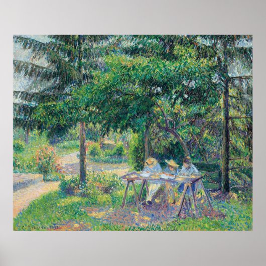 Enfants attablés dans le jardin Camille Pissarro Poster (Voorkant)