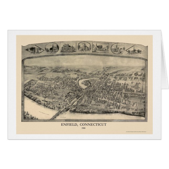 Enfield, CT Panorama Map - 1908 (Voorkant Horizontaal)