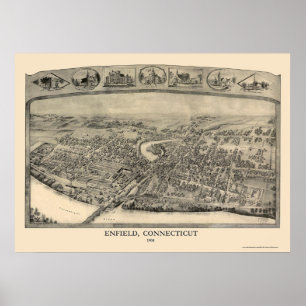 Enfield, CT Panorama Map - 1908 Poster