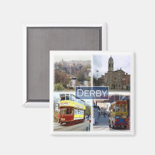 ENG033 DERBY, England, Europe, Fridge Magneet (Voorkant / Achterkant)