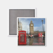 ENG063 LONDON BIG BEN, Double Decker Bus, Fridge Magneet (Voorkant / Achterkant)