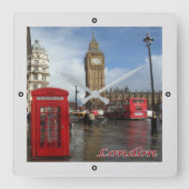 ENG063 LONDON BIG BEN, Double Decker Bus, Square W Vierkante Klok (Voorkant)