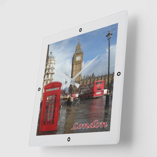 ENG063 LONDON BIG BEN, Double Decker Bus, Square W Vierkante Klok (Hoek)