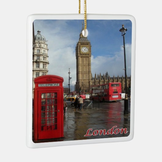 ENG063 LONDON BIG BEN, dubbeldeckerbus Keramisch Ornament (Rechts)