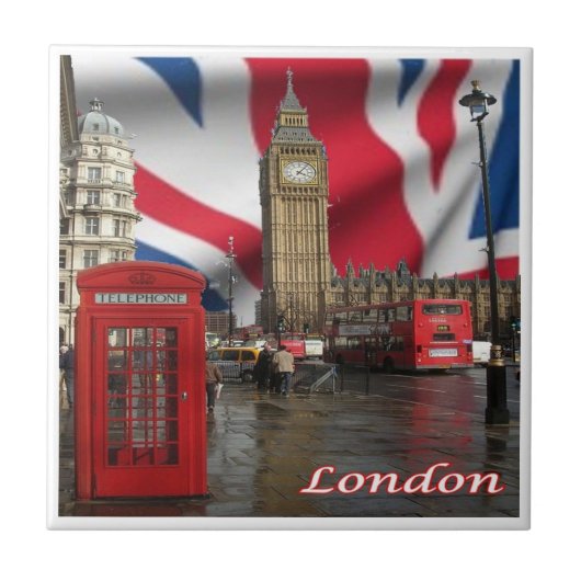 ENG082 BIG BEN, DUBBELDEKSBUS, TEGELTJE (Voorkant)