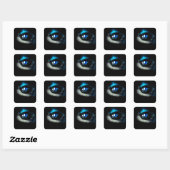 Eng blauw oog dat uit het donker staart vierkante sticker (Vel)