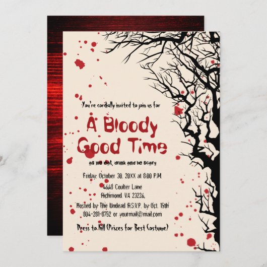 eng bloed bloedplaatje crepy halloween kaart (Voorkant / Achterkant)