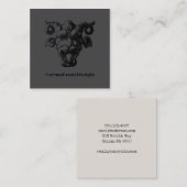 Eng demonisch gezicht met hoorns vierkante visitekaartje (Voorkant / Achterkant)