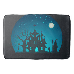 Eng en Fun Blauw en Zwart Haunted House Badmat