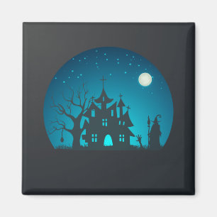 Eng en Fun Blauw en Zwart Haunted House Magneet