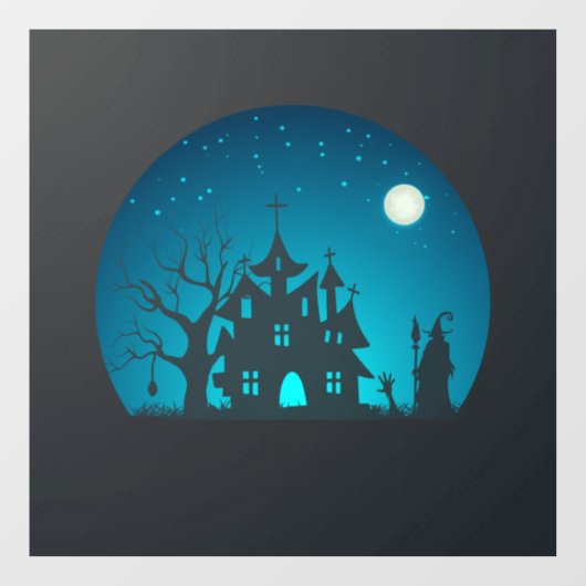 Eng en Fun Blauw en Zwart Haunted House Raamsticker (Vel)