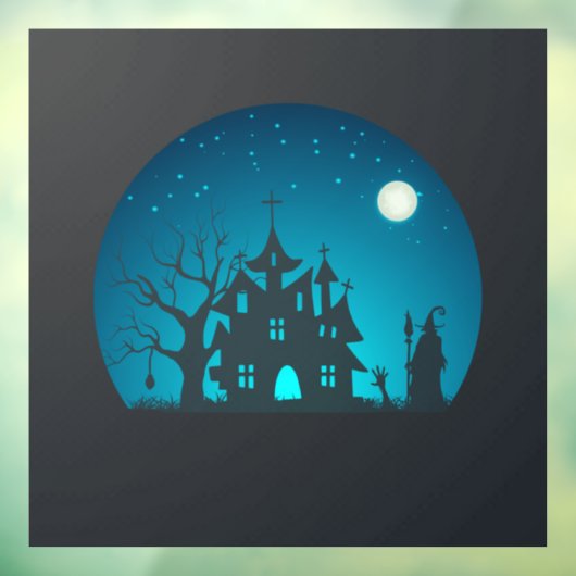 Eng en Fun Blauw en Zwart Haunted House Raamsticker (Vel 3)