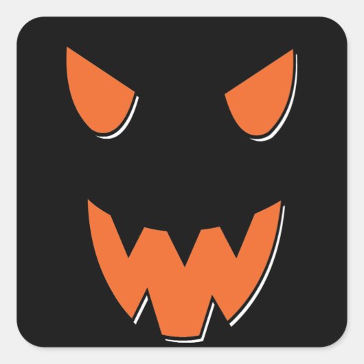 Eng gezicht op Halloween pompoen Vierkante Sticker (Voorkant)