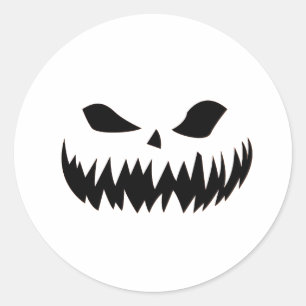 Eng gezicht van een griezelig Halloweenmonster Ronde Sticker
