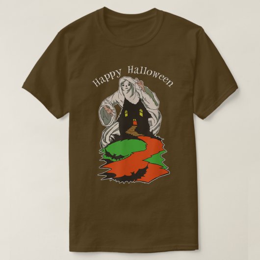 eng ghost over een spleet gehakt t-shirt (Design voorkant)