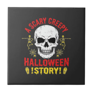 Eng Griezelig Halloween Verhaal Schedel Ontwerp_1 Tegeltje