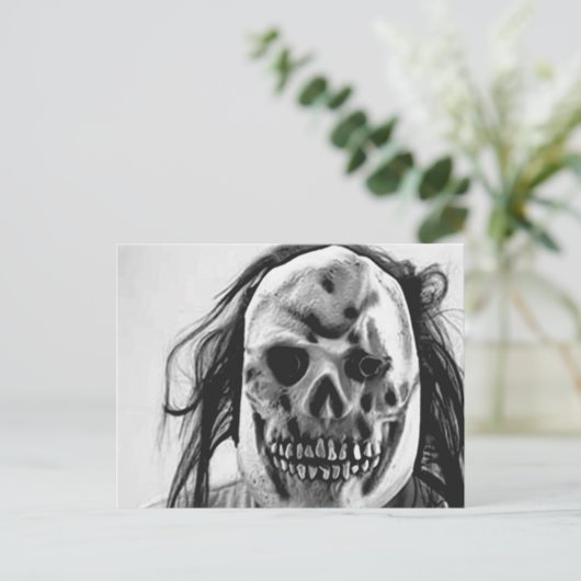 Eng griezelig masker feestdagenkaart (Staand voorkant)
