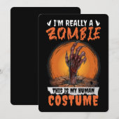 Eng Griezelijk Zombie Horror Halloween Kostuum Gri Feestdagenkaart (Voorkant / Achterkant)