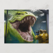 Eng groen prehistorisch onderzees monster briefkaart (Voorkant)