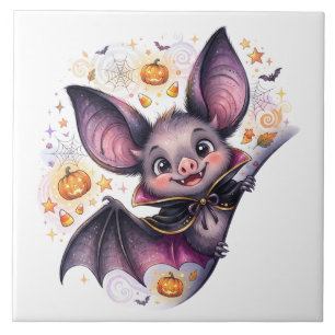 Eng Halloween, Kijkende Vleermuis Tegeltje