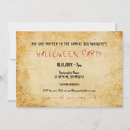 eng Halloween-partij Kaart (Achterkant)