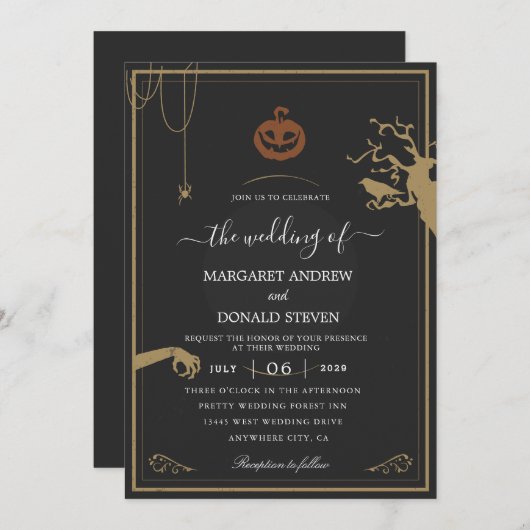 eng Halloween trouwuitnodigingen Kaart (Voorkant / Achterkant)