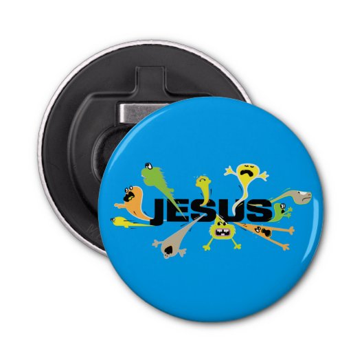 eng Jezus Button Flesopener (Voorkant)