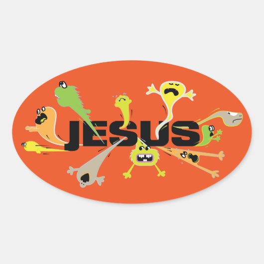 eng Jezus Ovale Sticker (Voorkant)