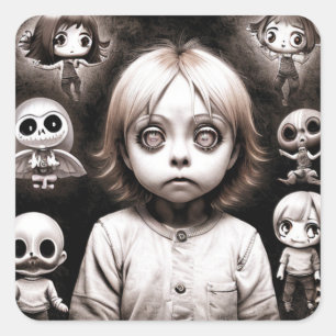 Eng kind met hypnotiserende ogen Halloween Vierkante Sticker