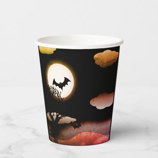 eng landschap voor Halloween Papieren Bekers (Achterkant)