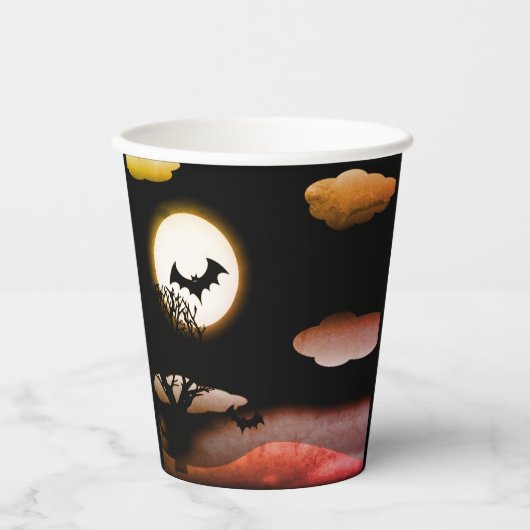 eng landschap voor Halloween Papieren Bekers (Voorkant)