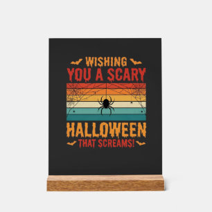 Eng ontwerp van een griezelig Halloween spinnenweb Acryl Bord