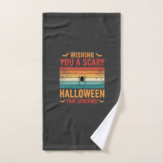 Eng ontwerp van een griezelig Halloween spinnenweb Handdoek (Handdoek)