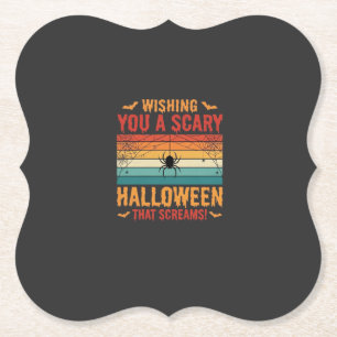 Eng ontwerp van een griezelig Halloween spinnenweb Kartonnen Onderzetters