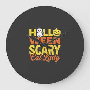 Eng Ontwerp voor Halloween Vrouw met Kat_1 Grote Klok